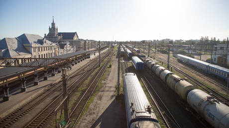 FILE PHOTO. A railway station in Belarus. ©Jaap Arriens / NurPhoto via Getty Images