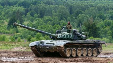 FILE PHOTO: A Czech Soviet-made T-72M tank is seen at a military show in the town of Rokycany, the Czech Republic, in 2018.