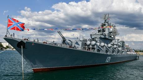 FILE PHOTO: The Moskva guided missile cruiser in Russia's Crimea. © Sputnik / Konstantin Mihalchevskiy