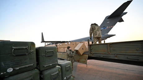 FILE PHOTO: US-made FIM-92 Stinger missiles are seen at the Boryspil Airport in Kyiv, Ukraine, on February 13, 2022.