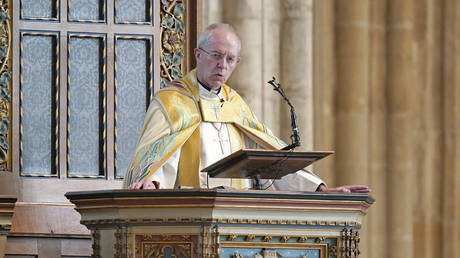 Archbishop of Canterbury Justin Welby leads the Easter Sung Eucharist at Canterbury Cathedral, April 17, 2022.
