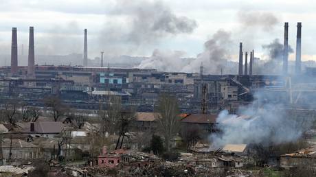 The territory of the Azovstal steel plant in Mariupol.