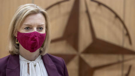 FILE PHOTO: British Foreign Secretary Liz Truss at NATO headquarters in Brussels, January 24, 2022