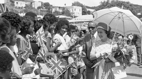 FILE PHOTO: Queen Elizabeth II visiting British Virginia Islands on October 26, 1977