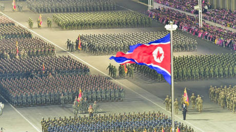 North Korean soldiers are seen during a military parade in Pyongyang, North Korea, April 25, 2022.