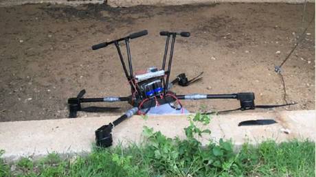 A weaponized drone downed near the village of Mayak.
