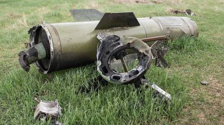 Debris of a Ukrainian Tochka-U ballistic missile. © Sputnik