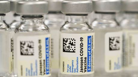 FILE PHOTO: Vials of the Johnson & Johnson Covid-19 vaccine are seen at a pharmacy in Denver, Colorado, March 6, 2021.
