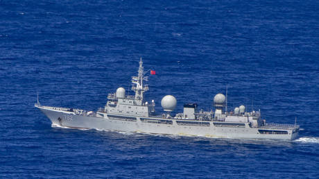 The Chinese People's Liberation Army-Navy (PLA-N) Intelligence Collection Vessel Haiwangxing operating off the north-west shelf of Australia on May 11, 2022 © AP / Australian Defence Department