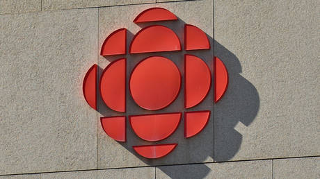 A general view of a CBC logo seen in Edmonton's city center. © Artur Widak / NurPhoto via Getty Images