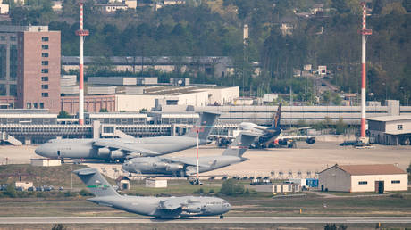 FILE PHOTO. The US Ramstein Air Base in Germany. ©Boris Roessler / picture alliance via Getty Images