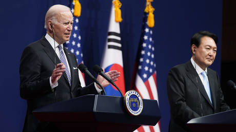 US President Joe Biden speaks at joint press-conference with South Korean President Yoon Suk Yeol in Seoul. © AP / Evan Vucci