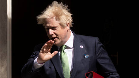 UK Prime Minister Boris Johnson is shown leaving 10 Downing Street earlier this week in London.