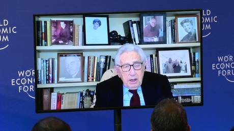 Henry Kissinger speaks at the World Economic Forum. Screenshot from the official online stream