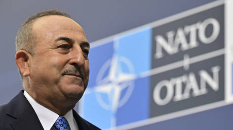 FILE PHOTO> Turkish Foreign Minister Mevlut Cavusoglu at an informal meeting of NATO Foreign Ministers in Berlin. ©John MACDOUGALL / AFP