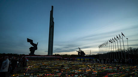 FILE PHOTO. World War II Victory Monument in Riga, Latvia.