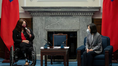 U.S. Sen. Tammy Duckworth meets with Taiwan's President Tsai Ing-wen, Taipei, Taiwan, May 31, 2022.