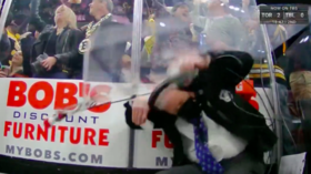 Un officiel de hockey sur glace blessé dans un incident bizarre (VIDEO)