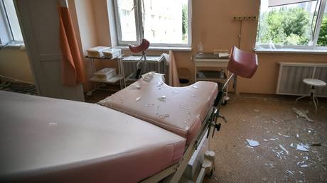The Republican Maternity and Child Welfare Center in Donetsk after being hit by a Ukrainian military shell. © Sputnik