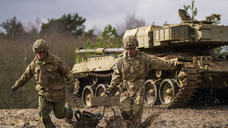 Army engineers during Iron Challenge exercise, Liss, Hampshire, March, 2022
