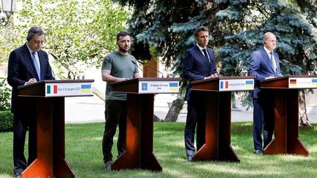 The leaders of Italy, Ukraine, France and Germany meet in Kiev, Ukraine, June 16, 2022 © AP / Ludovic Marin