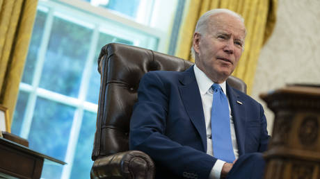 President Joe Biden speaks during a media interview in the Oval Office of the White House, in Washington, DC, June 16, 2022.