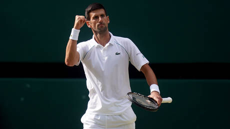 Russian support: Novak Djokovic is aiming for another Wimbledon title. © Adam Davy / PA Images via Getty Images