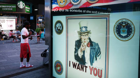 File photo: A military recruitment center in Times Square in Manhattan, September 04, 2020.