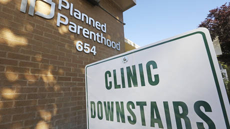 FILE PHOTO: A sign is displayed at a Planned Parenthood clinic.