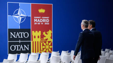 Spanish Prime Minister Pedro Sanchez and NATO Secretary General Jens Stoltenberg visit the conference site before the start of the NATO summit in Madrid.  © Bernd von Jutrczenka / picture alliance via Getty Images