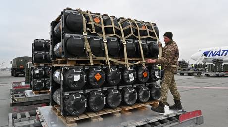 Delivery of FGM-148 Javelins provided by the US to Ukraine. Kiev, Ukraine
