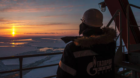 A worker on the Prirazlomnaya offshore oil production platform.