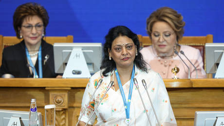 President of the BRICS International Forum Purnima Anand at the Eurasian Women's Forum in St. Petersburg.