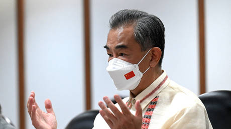 Chinese Foreign Minister Wang Yi in Manila, Philippines, July 6, 2022. JAM STA ROSA / AFP