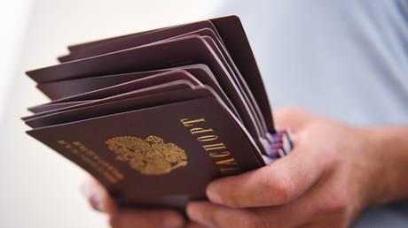 Russian passports handed out in Berdyansk, Ukraine on July 7, 2022.