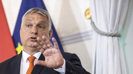 Viktor Orban attends a joint press conference with Austrian Chancellor Karl Nehammer at the Federal Chancellery in Vienna, Austria, July 28, 2022 © AFP / Alex Halada