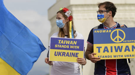 FILE PHOTO. Pro-Ukraine protest in Taiwan. ©Alberto Buzzola / LightRocket via Getty Images