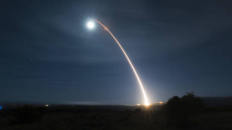 FILE PHOTO: A February 2020 test of the unarmed Minuteman III intercontinental ballistic missile from the Vandenberg Air Force Base, California. © Clayton WEAR / US Air Force / AFP