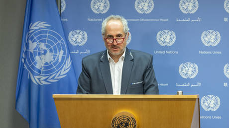 FILE PHOTO: Stephane Dujarric, the spokesman for the Secretary-General of UN, Antonio Guterres