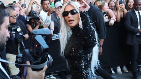 Kim Kardashian is shown arriving at last month's Balenciaga Dinner in Paris.