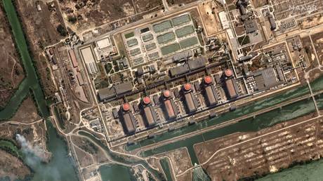 A satellite image showing Russian-controlled Zaporozhye nuclear power plant, August 29, 2022