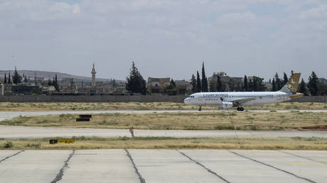 File photo: Syria's Aleppo airport after an Israeli strike disabled the runway in Damascus, June 15, 2022.
