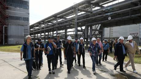 Director General Rafael Mariano Grossi leads the IAEA delegation to the Zaporozhye nuclear power plant outside Energodar, September 1, 2022