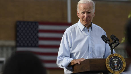 President Joe Biden gives a speech at the United Steelworkers of America Local Union 2227 in Pittsburgh, Pennsylvania.