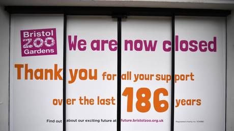 A sign on the doors at Bristol Zoo Gardens on it's last day open to the public