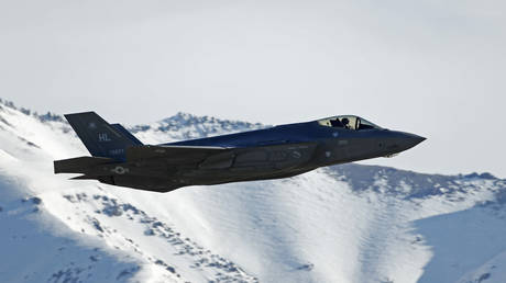 FILE PHOTO. A F-35 fighter jet take-offs for a training mission at Hill Air Force Base in Ogden, Utah.
