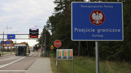The border crossing between Poland and Russia's Kaliningrad Region is closed, in Goldap, Poland, Thursday, July 7, 2022.