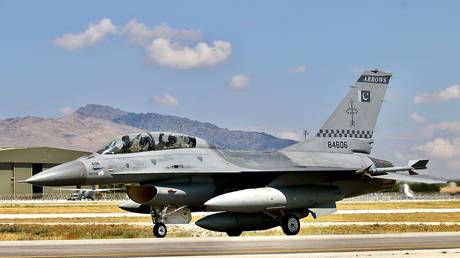 A Pakistan Air Force F-16, seen at Konya Air Force Base in Turkey, June 30, 2022