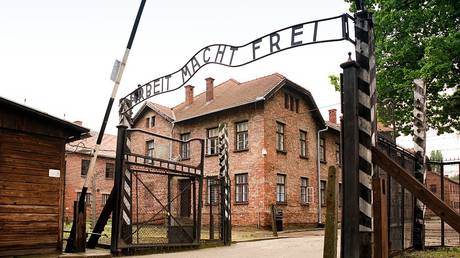 The gate to the Auschwitz I concentration camp in Oswiecim, Poland, May 22, 2010