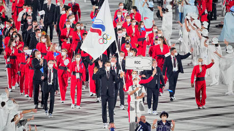 Russian athletes pictured at the Tokyo 2020 Olympics. © Michael Kappeler / picture alliance via Getty Images